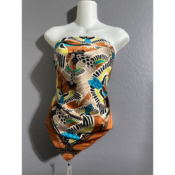 TEREA Women's Standard Aniyah Crane Print Silky Scarf multiple ways to wear NWT - Picture 5 of 8